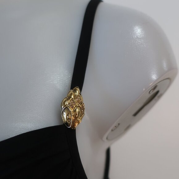 Womens Roberto Cavalli Black Ruched Dress W/Gold Hardware 42/S - Picture 5 of 14